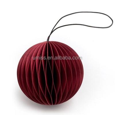 China Umiss Decoration Paper Ball Ornaments Christmas Tree Baubles Honeycomb Thick Paper Ball for sale