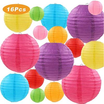 China Europe UMISS 16 Pcs Colorful Paper Lanterns (4, 6, 8, 10 Size) For Home And Outdoor Party, Wedding Decorations for sale