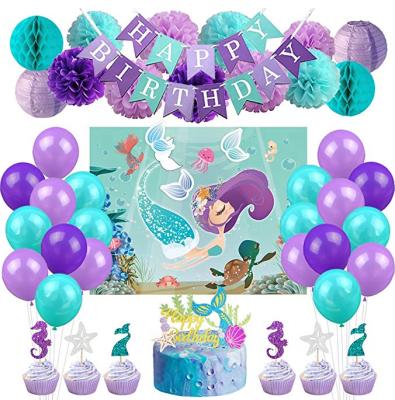 China 300gsm Hot Sales Paper UMISS 91pcs Amazon Mermaid Under The Sea Party Supplies For Girls Birthday Baby Shower Decorations Set for sale