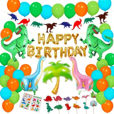 China Umiss 2022 Party Supplies Dinosaur Birthday Party Decoration Disposable Costume with Balloons Tattoo Sticker and Cake Topper for sale