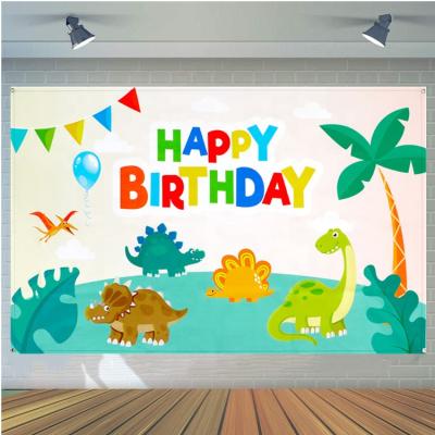 China Disposable Photography Backdrop Kids Happy Birthday Party Supplies Cartoon Dinosaur Party Decorations Photo Background Children Baby Shower for sale