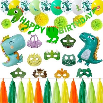 China Umiss Party Decoration Supplies Dinosaurs Theme Party Disposable Paper Decor With Banner Balloons Happy Birthday Party OEM for sale