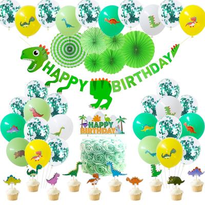 China Birthday Supplies Umiss Dinosaur Party Decoration Birthday Decor Set ROAR Mylar Balloons Colorful Paper Gold Cake Topper Baby Shower Party Set for sale