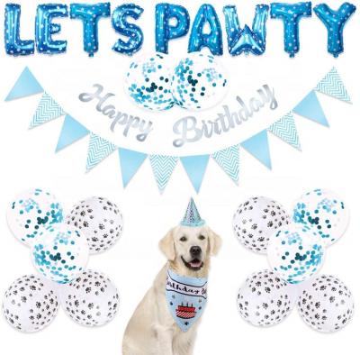 China Birthday Supplies Umiss Paper Dog Party Decoration Sharing PAWTY Banners, Blue Dog Party Pet Birthday Party Decorations for sale