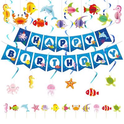 China Umiss Disposable Paper Animal Ocean Theme Party Supplies for Kids, Fiestas, Holidays and Birthday Decoration Set. for sale