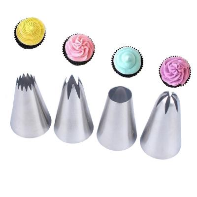 China Stocked Wholesale 4PCS Russian Piping Tips Cake Cupcake Icing Tips Baking Kit Flower Nozzles For Cake Decorating Supplies for sale