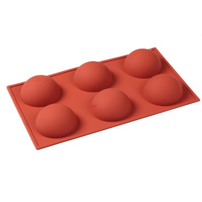 China Amazon Sustainable Hot Selling 6-Cavity Silicone Half Sphere Silicone Soap Molds Bakeware Cake Mold For Hot Chocolate for sale