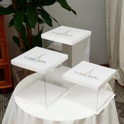 China Recycled Materials Wholesale Cake Box Have In Stock 6 Inch Full Transparent Birthday Cake Box Gift Packaging Box for sale