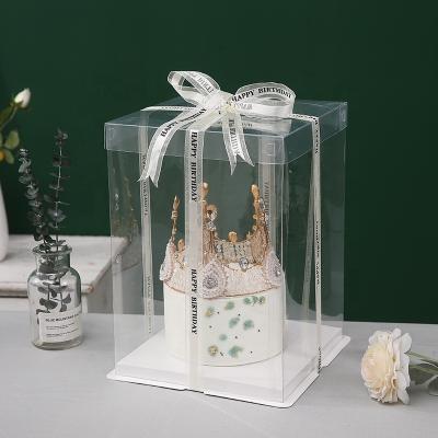 China Recycled Materials Wholesale Large Clear Plastic Cake Box Gift Flower Decor Packaging Box Cookie Bakery Storage Box With Clear Lid Window for sale