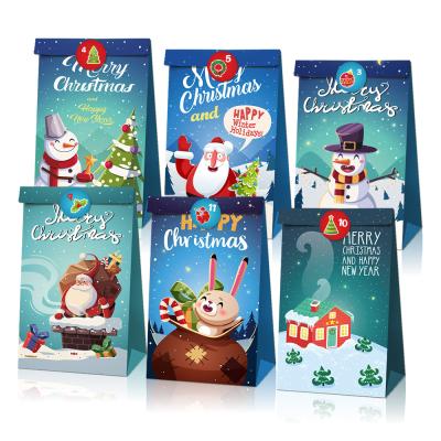 China Recycled Materials 12pcs Paper Bag Christmas Party Decorations Candy Bag Supplies Kids Christmas Gift With Tags for sale