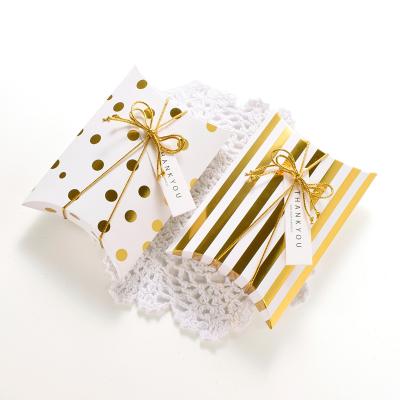 China 5sets Recycled Materials Pillow Candy Gift Boxes Packaging With Ribbon Sticker Label For Wedding Decoration Christmas Party Props Favor for sale