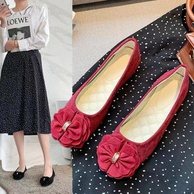 China Wholesale Flat Bow Design Breathable Suede PDEP Flat Shoes for Women and Casual Ladies Shoes Fancy Flat Women for sale