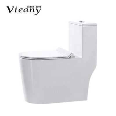 China Double-flow Italy design vieany glossy and matte color P-trap and belt 300mm siphonic one piece ceramic toilet WC OK-4031 for sale