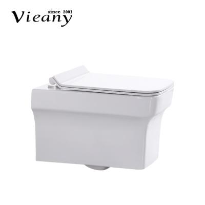 China Double-Flow Square Bathroom Washdown Sanitary Ceramic Wall Hung Mounted Toilet Wc for sale