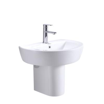 China Vieany Modern Brand Ceramic OK--2472 Walls Hung Basin With Pedestal Ceramic Half Bowl Suitable Hotel Villa Apartment for sale