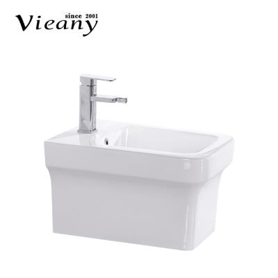 China Modern Rectangular Ceramic Wall Hung Sink Wash Basin Low Price Modern Face Face Supplier for sale