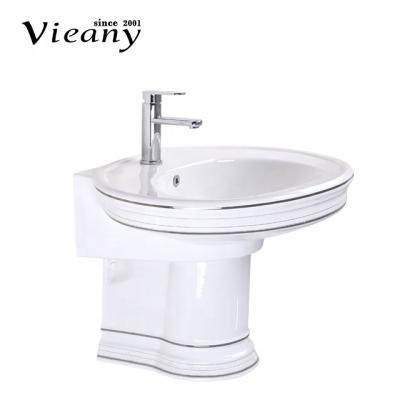 China Craftsman Vieany brand luxury silver decal wall-hung basin suitable for hotel villa apartment for sale