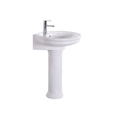 China Modern vieany ceramic pedestal washbasin bathroom 2022 new design washbasin model OK-0206 for sale