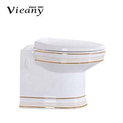 China Double-Flow Vieany Brand Gold 3/6L Strong Flush Easy Clean Luxury Toilet Back to Wall Toilet, W.C. for sale