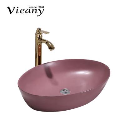 China Vieany Modern Brand Luxury Matte Purple Red Basin Counter Suitable For Hotel Villa Apartment for sale