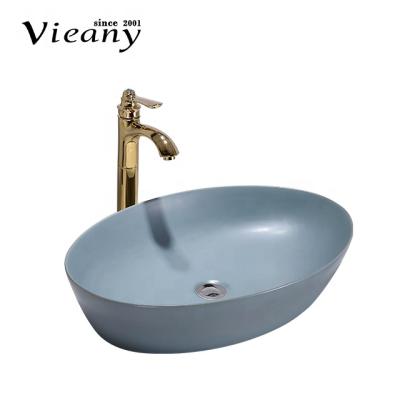 China Vieany Modern Brand Luxury Matte Blue Basin Counter Suitable For Hotel Villa Apartment for sale