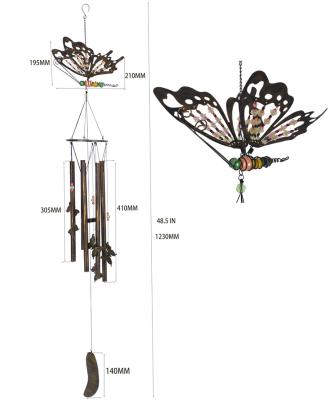 China High Quality Metal Butterfly Metal Tube Aluminum Wind Chime for Home or Outdoor Decoration for sale