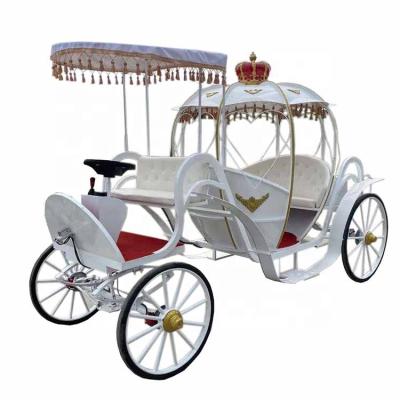 China Special Electric Transport Vehicle Pumpkin Horse Cart/Horse Carriage/White Guided Horse Guided Tourists Trolley For Wedding for sale