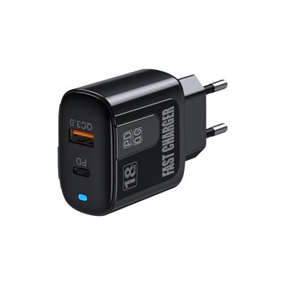 China KIVEE AE85 18W QC3.0 Mobile Phone Charger Quick Charging Universal EU Type Charger with Two Charging Ports for sale