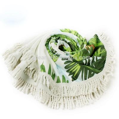 China Wholesale Hot Sale Microfiber Tassel Custom Printing Circular Round Beach Towel QUICK DRY Large for sale