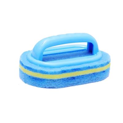 China Viable Plastic Cleaning Brush With Handle Kitchen Bathroom Tile Decontamination Sponge Brush Tub Cleaning Brush for sale