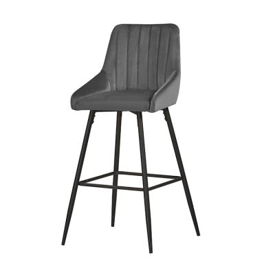 China Luxury Large Modern High Waist Modern Black White Nordic Kitchen Counter Cheap Leather Bar Stool With Powder Iron Metal Coated Legs for sale