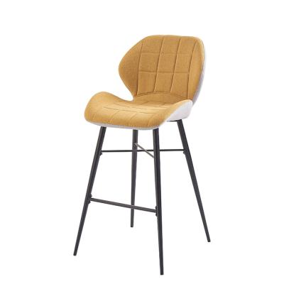 China New Fabric Bar Stool Stool Metal Armless Modern Yellow Bar Stool New Design Modern Cheap Fabric High for sale