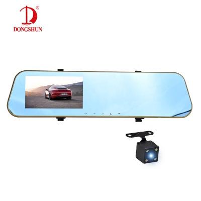 China 4.3 inch rear view mirror dash cam with 4.3 inch 4 LED reverse camera for sale