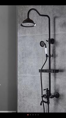 China Black shower set /stainless steel adjustable bath shower column shower set /shower dusche/shower douche/chuveiro for sale