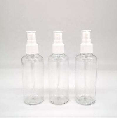 China Household Products 100ml Clear PET Plastic Round Spray Bottle With White Sprayer Alcohol In Stock for sale