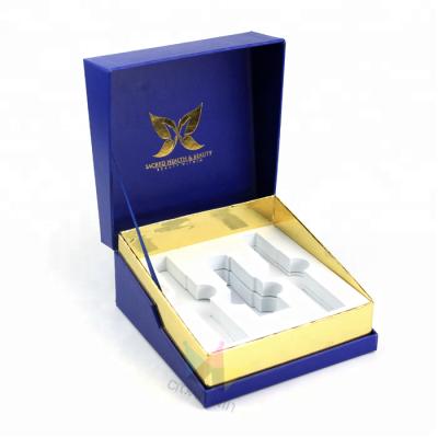 China Handmade High Quality Blue Cardboard Cream Packaging Box With EVA Insert for sale