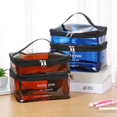 China Large Capacity Waterproof Makeup Bag Women's Portable Double Mount Toiletry Bag Cosmetics Travel Storage Bag for sale