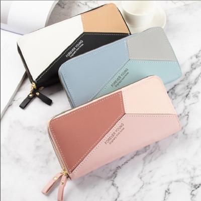 China New Fashion Leather Luxury Goods High Capacity PU Leather Quilted Women Waterproof Long Double Zipper Purse Wallet for sale