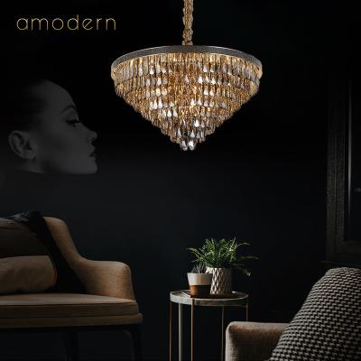 China Customized Non-standard Luxury Modern Ceiling Led Chandelier Lamp K9 Crystal Pendant Light Fancy Designer Services Decoration Factory for sale