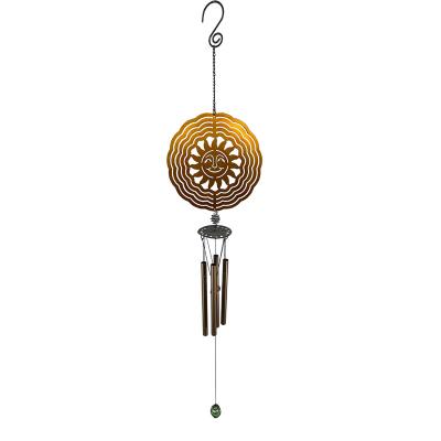 China Garden Decoration Metal Wind Chime Rotator Garden Decoration 3D Sun Outdoor Dynamic Rotating Wind Chime for sale