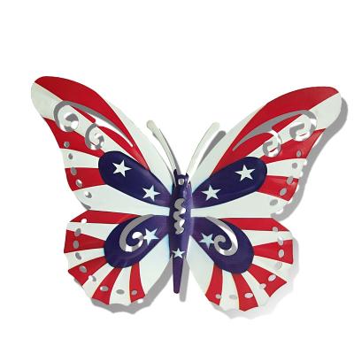 China America Patriotic Metal Butterfly Wall Hanging Garden Decoration for sale