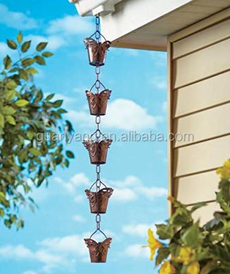 China Eco - Friendly 5 Butterfly Cup Metal Rain Gutter Chain For Home Decoration for sale