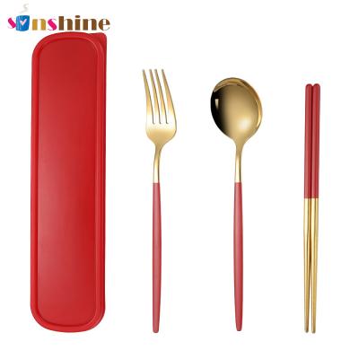 China Sinshine Factory Supplier Portable Portable Student Travel Tableware Stainless Steel Dinnerware Set for sale