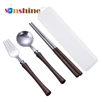 China Sinshine Viable Nordic Stainless Steel Mirror Polished Picnic Chopsticks Steak Fork and Spoon Portable Tableware Set for sale