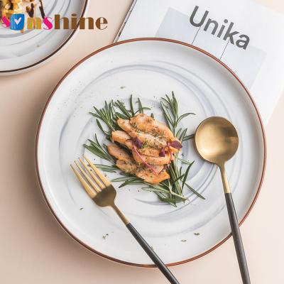 China Sinshine Dish Underlay Color Steak Western Ceramic Dish 2022 Modern Marbled Creative Tableware Breakfast Dish Viable Nordic for sale