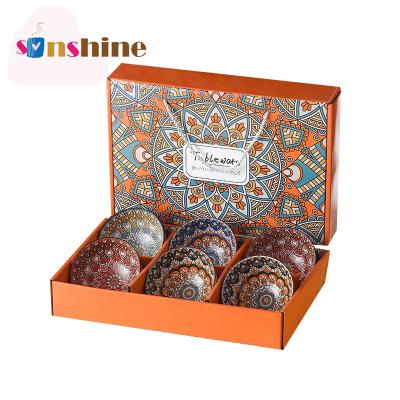 China New Customer Logo Bohemian Tableware Viable Combination Creative Luxury Gift Box Sinshine Ceramic Bowl Set for sale