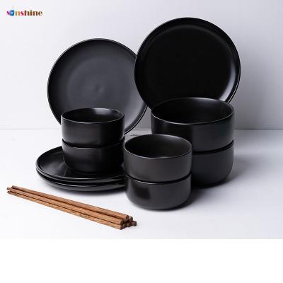 China Viable Nordic Creativity Customer Chinese Ceramic Sinshine Rice Bowl Sets Logo And Chopsticks Gift For Home for sale