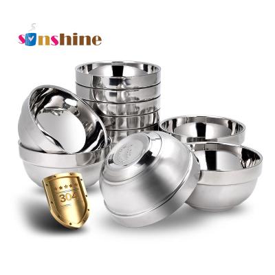 China Viable Sinshine Thickened School Canteen Household Soup Noodle Rice Bowl 304 Stainless Steel Anti Scalding Bowl For Children for sale