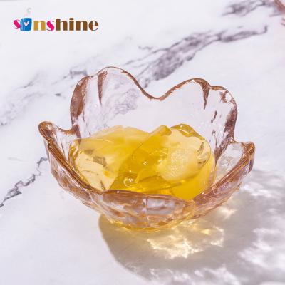 China Customer Viable Cherry Sinhshine Bowl Seasoning Dish Rose Petal Bowl Glass Fruit Dish Small for sale