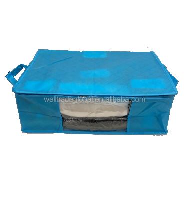 China Factory Price Sustainable Nonwoven Storage Bags 26L Sky Blue With Windows Handle For Cover Clothes Foldable Stackable Room Organizer for sale